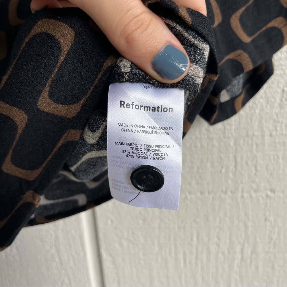 Reformation Noah Linguini Retro Print Cropped Button Down Short Sleeve Size 6 - Picture 8 of 8